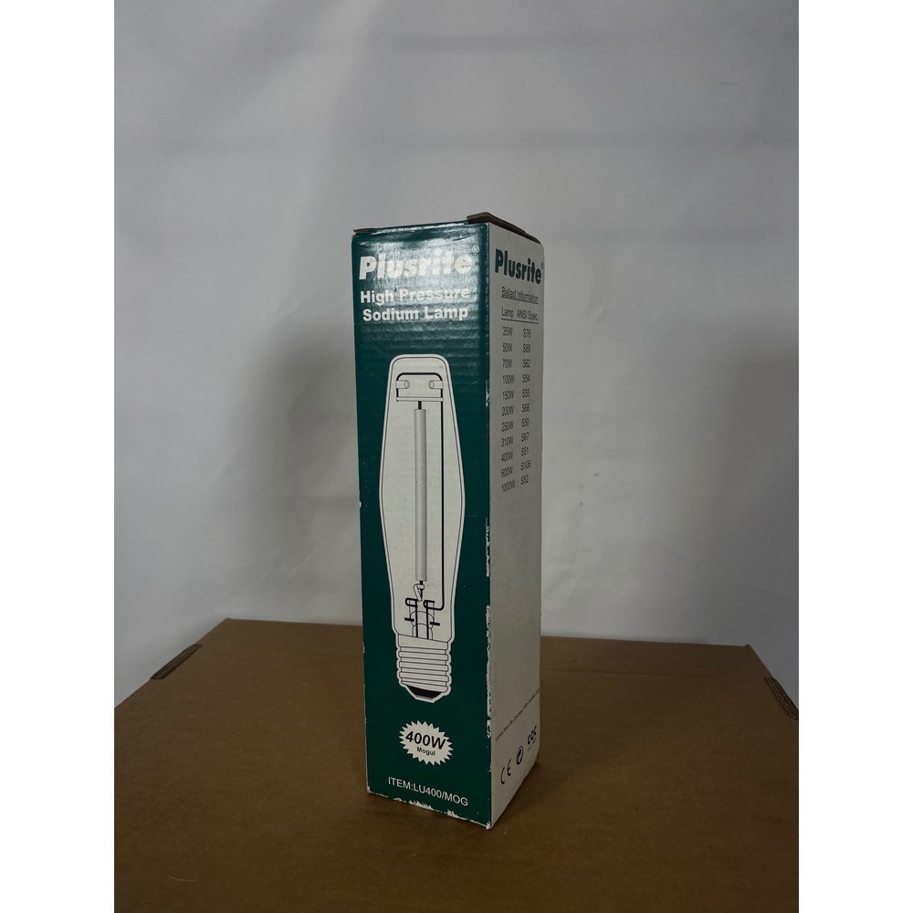 Plusrite 400W High Pressure Sodium Lamp LU400/MOG ET18 Mogul Base Bulb S51 ANSI